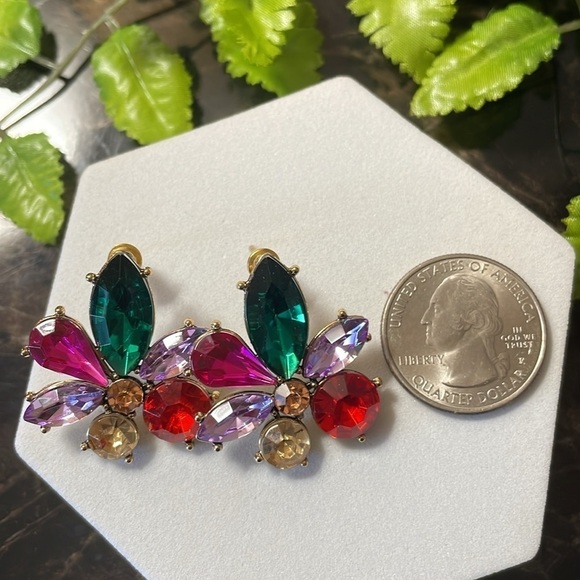 Crystal Colorful CZ Stud Earrings - Picture 11 of 14